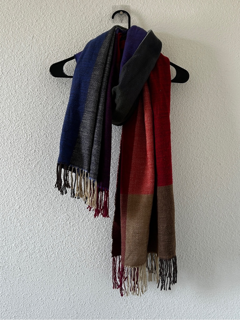 Color Block Fringe Blanket Scarf Winter Cozy Preppy Academia Unisex
